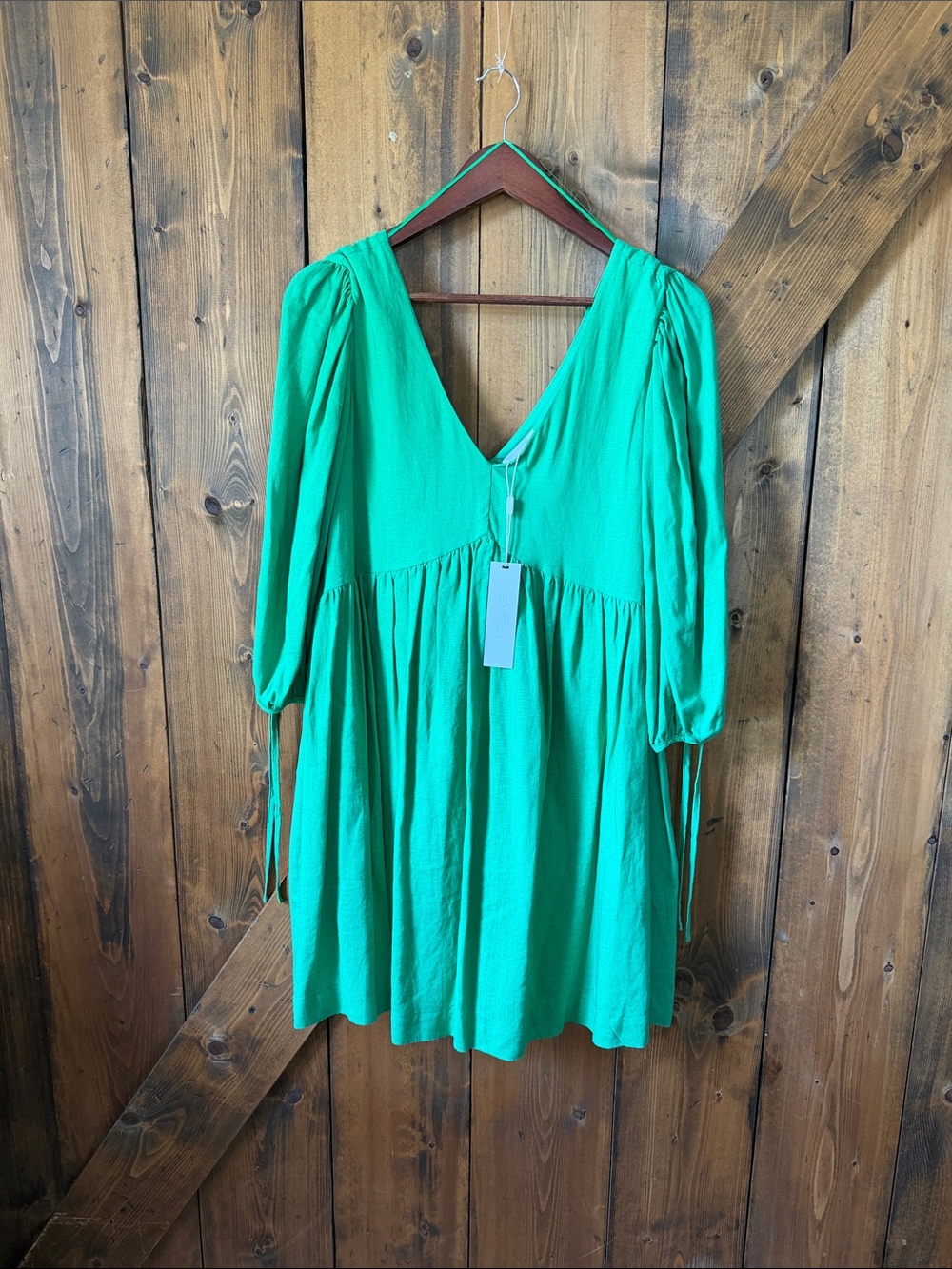 Everly Emerald V-Neck Babydoll Tunic NWT